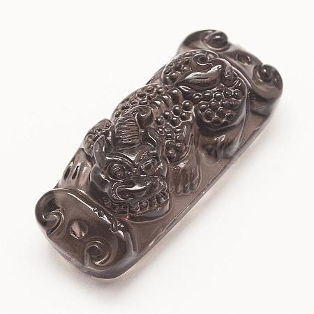 Carved Natural Obsidian Links connectors G-G660-63-1