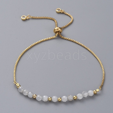 Adjustable Natural Rainbow Moonstone Slider Bracelets BJEW-JB04929-02-1