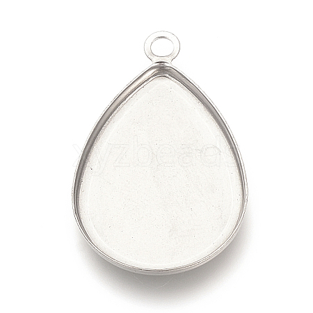 Tarnish Resistant 201 Stainless Steel Pendant Cabochon Settings X-STAS-S057-34-1