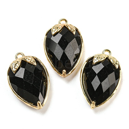 Natural Obsidian Faceted Pendants G-M431-06G-07-1