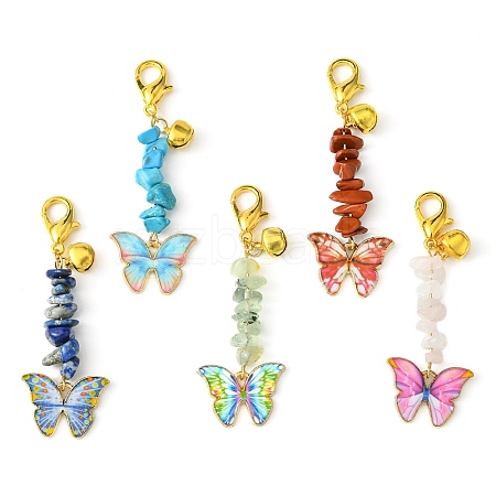 Alloy Enamel Butterfly Pendant Decoration HJEW-JM01555-1