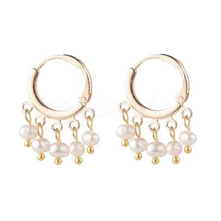 Natural Pearl Dangle Hoop Earrings EJEW-JE04791-1