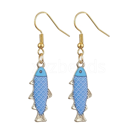 Light Gold Alloy Enamel Dangle Earrings EJEW-JE05607-03-1