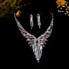 Rhinestone Butterfly Tassel Pendant Necklace & Horse Eye Tassel Stud Earrings Sets for Women WGCD1FC-06-1