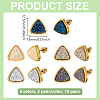 10 Pairs 5 Colors Sparkling Triangle  Alloy Resin Stud Earrings EJEW-HY0001-27-2