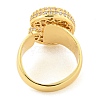 Brass Micro Pave Clear Cubic Zirconia Letter Open Cuff Ring for Women RJEW-M173-01G-C-3