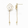 Brass Micro Pave Clear Cubic Zirconia Stud Earring Findings KK-R117-056-NF-3