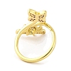 Butterfly & Bee Brass Micro Pave Clear Cubic Zirconia Open Cuff Ring for Women RJEW-U003-10G-3