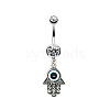 316L Surgical Stainless Steel Clear Cubic Zirconia Dangle Belly Button Rings WG93CBC-01-1