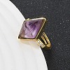 Rhombus Natural Amethyst Finger Rings RJEW-B113-01G-08-3