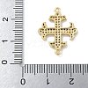 Rack Plating Brass Micro Pave Cubic Zirconia Cross Fleury Connector Charms KK-A234-058G-3