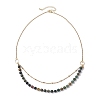 6mm Round Natural Indian Agate Beaded Lariat Necklaces NJEW-JN04964-4