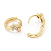 Star with Evil Eye Real 18K Gold Plated Brass Hoop Earrings EJEW-L269-084G-02-2