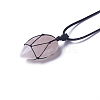 Natural Rose Quartz Beaded Pendant Necklaces NJEW-G324-B02-2