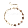 3Pcs Natural Carnelian & Green Aventurine & Tiger Eye Beaded Link Chain Bracelets BJEW-JB12657-3