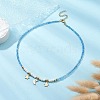 Moon & Star Brass Pendant Necklace with Glass Seed Beaded Chains for Women NJEW-JN04391-3