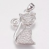 Brass Micro Pave Cubic Zirconia Kitten Pendants ZIRC-E145-28-2