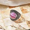 Natural Banded Agate Adjustable Rings RJEW-I108-03AS-13-2