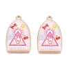 Printed Rack Plating Alloy Enamel Pendants ENAM-T020-03F-3