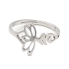 304 Stainless Steel Hollow Lotus Adjustable Ring for Women RJEW-M149-32P-1