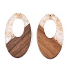 Transparent Resin and Walnut Wood Pendants RESI-T057-02N-2