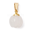Natural White Jade Pumpkin Charms with Golden Tone 304 Stainless Steel Snap on Bails PALLOY-JF02349-03-3
