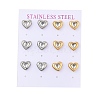 Ion Plating(IP) 304 Stainless Steel Heart Stud Earrings EJEW-C099-13PG-02-1