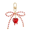 Bowknot & Heart Glass & Resin Pendant Decorations HJEW-TA00320-1