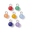 Natural Dyed Malaysia Jade Round Charms PALLOY-JF03358-02-1