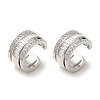 Rack Plating Brass Pave Clear Cubic Zirconia Ring Cuff Earrings for Women EJEW-P280-07P-1