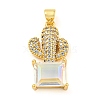 Rack Plating Brass Micro Pave Clear Cubic Zirconia Pendants ZIRC-L100-158G-01-1