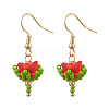 Flower Handmade Glass Seed Beads & Acrylic Beads Dangle Earrings EJEW-MZ00359-01-2