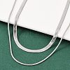 Non-Tarnish 316 Stainless Steel Round Snake and Herringbone Chains Double Layer Necklace for Women Men NJEW-C025-01P-1