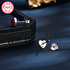 Anti-Tarnish Rhodium Plated 925 Sterling Silver Heart Stud Earrings with Red Enamel IB3221-3