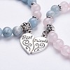 Natural Gemstone Charm Stretch Bracelets BJEW-JB03162-2