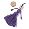 Halloween Cotton Threads Tassel & Synthetic Turquoise Skull Pendant Decorations HJEW-JM03757-02-3