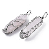 Natural Rose Quartz Big Wire Wrapped Pointed Pendants G-T133-P02G-2