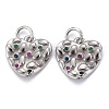 Brass Micro Pave Colorful Cubic Zirconia Charms KK-P192-06-2