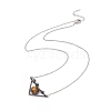 Natural Tiger Eye Triangle with Flower Pendant Necklace NJEW-P274-01AS-01-2