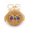 Cute Pompom Fluffy Owl Pendant Keychain KEYC-PW0008-007G-13-1