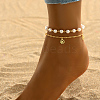 Elegant Brass & Imitation Pearl Double Layer Clover Pendant Anklets for Women's Fashion Style KI5971-2