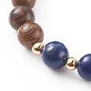Wood Bead & Stone Bracelet BJEW-JB06104-4