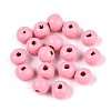 Spray Painted Round Natural Schima Wood Beads WOOD-A018-6mm-06-1