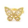 Butterfly Brass Micro Pave Cubic Zirconia Adjustable Rings for Women RJEW-U003-27B-G-2