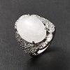 Natural Quartz Crystal Adjustable Rings RJEW-P043-04P-22-5