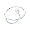 Elegant S925 Silver Freshwater Pearl Round Ring VB8352-2-1