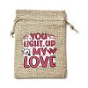 12Pcs 4 Styles Valentine's Day Printed Rectangle Burlap Cloth Packing Pouches ABAG-U006-02D-2