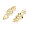 Rack Plating Brass Micro Pave Clear Cubic Zirconia Triple Heart Connector KK-Z064-32G-2