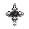 Cross Theme Brass Micro Pave Clear Cubic Zirconia Pendants ZIRC-I067-04A-02-1