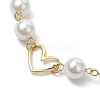 8mm Round Shell Pearl & Brass Heart Link Bracelets for Women BJEW-JB10424-3